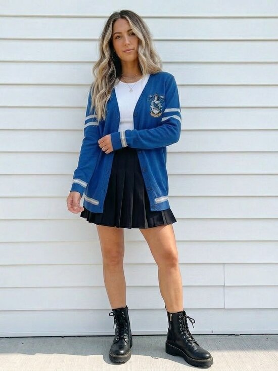 Warner Bros. Sweaters - Harry Potter Ravenclaw Cardigan Blue Size XL Casual Spring Preppy Academia